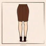 knee-length chocolate pencil skirt image